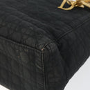 Christian Dior Lady Dior Canage Hand Bag Nylon Black Gold Auth BA7086-9