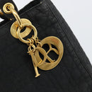Christian Dior Lady Dior Canage Hand Bag Nylon Black Gold Auth BA7086-18