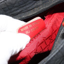 Christian Dior Lady Dior Canage Hand Bag Nylon Black Gold Auth BA7086-12