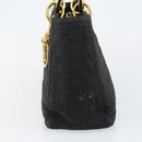 Christian Dior Lady Dior Canage Hand Bag Nylon Black Gold Auth BA7086-3