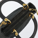 Christian Dior Lady Dior Canage Hand Bag Nylon Black Gold Auth BA7086-6