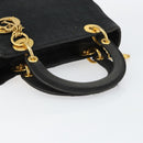 Christian Dior Lady Dior Canage Hand Bag Nylon Black Gold Auth BA7086-7