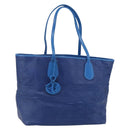 Christian Dior Canage Tote Bag Leather Blue Silver Auth BA7087-1