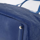 Christian Dior Canage Tote Bag Leather Blue Silver Auth BA7087-15