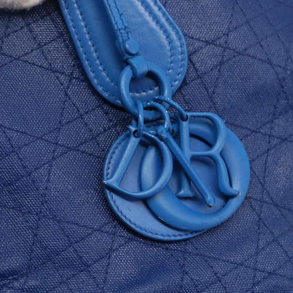 Christian Dior Canage Tote Bag Leather Blue Silver Auth BA7087