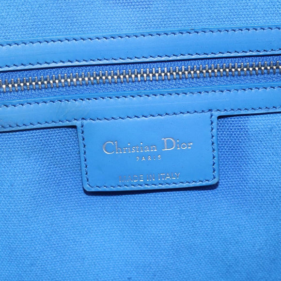 Christian Dior Canage Tote Bag Leather Blue Silver Auth BA7087