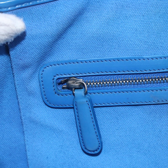 Christian Dior Canage Tote Bag Leather Blue Silver Auth BA7087