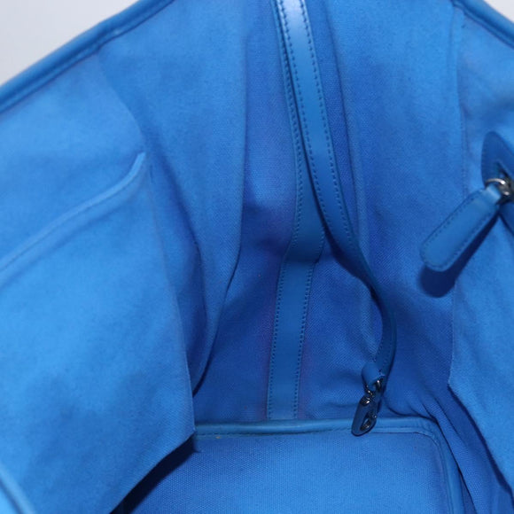 Christian Dior Canage Tote Bag Leather Blue Silver Auth BA7087