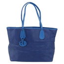 Christian Dior Canage Tote Bag Leather Blue Silver Auth BA7087-13
