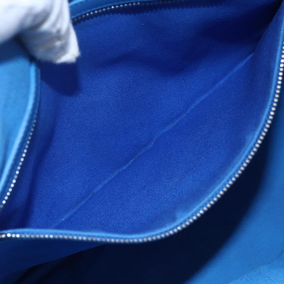 Christian Dior Canage Tote Bag Leather Blue Silver Auth BA7087