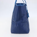 Christian Dior Canage Tote Bag Leather Blue Silver Auth BA7087-3