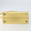 Christian Dior Handtasche Leder 2-Wege Gold Silber Auth BA7088-5