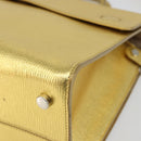 Christian Dior Handtasche Leder 2-Wege Gold Silber Auth BA7088-15