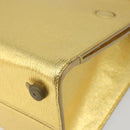 Christian Dior Handtasche Leder 2-Wege Gold Silber Auth BA7088-17