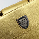 Christian Dior Handtasche Leder 2-Wege Gold Silber Auth BA7088-19