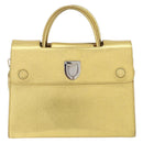 Christian Dior Handtasche Leder 2-Wege Gold Silber Auth BA7088-13