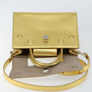 Christian Dior Handtasche Leder 2-Wege Gold Silber Auth BA7088-21
