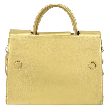 Christian Dior Hand Bag Leather 2way Gold Silver Auth BA7088 - 0