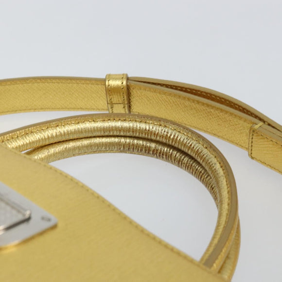 Christian Dior Handtasche Leder 2-Wege Gold Silber Auth BA7088