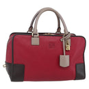 LOEWE Anagram Amazona 36 Hand Bag Leather Red Gold Auth BA7089-1