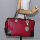 LOEWE Anagram Amazona 36 Hand Bag Leather Red Gold Auth BA7089-26