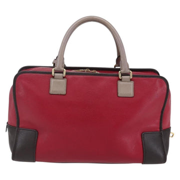 LOEWE Anagram Amazona 36 Hand Bag Leather Red Gold Auth BA7089 - 0