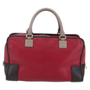 LOEWE Anagram Amazona 36 Hand Bag Leather Red Gold Auth BA7089-2