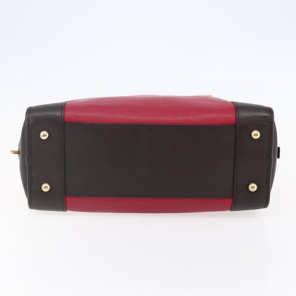 LOEWE Anagram Amazona 36 Hand Bag Leather Red Gold Auth BA7089