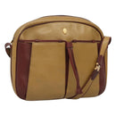 CARTIER Must Line Shoulder Bag Leather Beige Wine Red Auth BA709-1