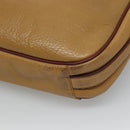 CARTIER Must Line Shoulder Bag Leather Beige Wine Red Auth BA709-12
