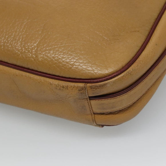 CARTIER Must Line Shoulder Bag Leather Beige Wine Red Auth BA709