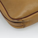CARTIER Must Line Shoulder Bag Leather Beige Wine Red Auth BA709-13
