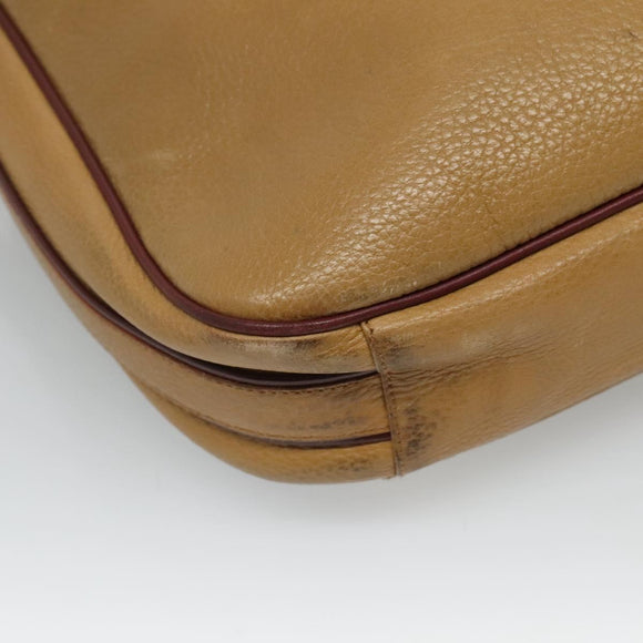 CARTIER Must Line Shoulder Bag Leather Beige Wine Red Auth BA709