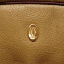 CARTIER Must Line Shoulder Bag Leather Beige Wine Red Auth BA709-14