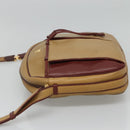 CARTIER Must Line Shoulder Bag Leather Beige Wine Red Auth BA709-5