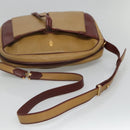 CARTIER Must Line Shoulder Bag Leather Beige Wine Red Auth BA709-7