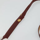CARTIER Must Line Shoulder Bag Leather Beige Wine Red Auth BA709-8
