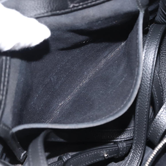 BALENCIAGA Hand Bag Leather 2way Black Silver Auth BA7090