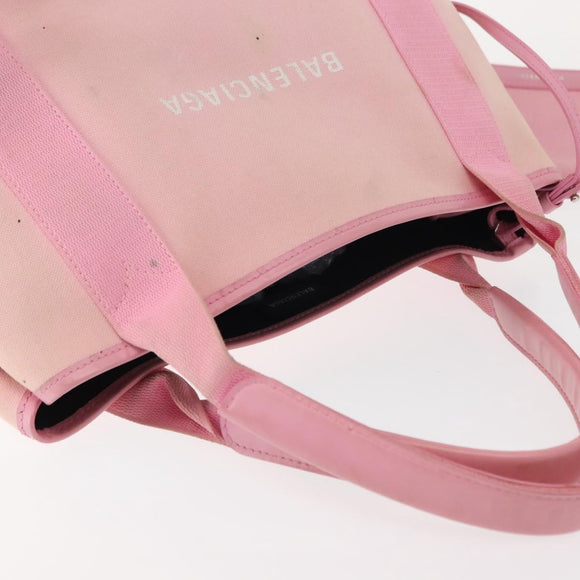 BALENCIAGA Cabas S Hand Bag Canvas Pink Auth BA7091