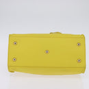 SAINT LAURENT Petit Kabas Hand Bag Leather 2way Yellow Gold Auth BA7092-5