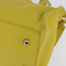 SAINT LAURENT Petit Kabas Hand Bag Leather 2way Yellow Gold Auth BA7092-9