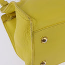 SAINT LAURENT Petit Kabas Hand Bag Leather 2way Yellow Gold Auth BA7092-16