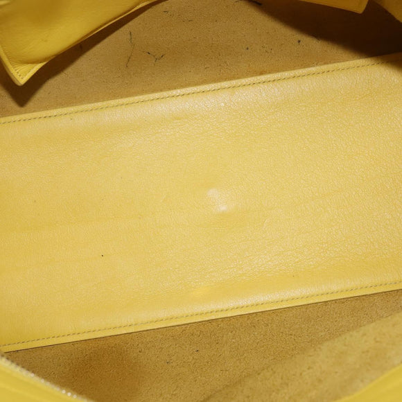 SAINT LAURENT Petit Kabas Hand Bag Leather 2way Yellow Gold Auth BA7092