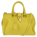 SAINT LAURENT Petit Kabas Hand Bag Leather 2way Yellow Gold Auth BA7092-1