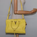 SAINT LAURENT Petit Kabas Hand Bag Leather 2way Yellow Gold Auth BA7092-23