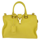 SAINT LAURENT Petit Kabas Hand Bag Leather 2way Yellow Gold Auth BA7092-13