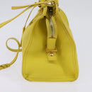 SAINT LAURENT Petit Kabas Hand Bag Leather 2way Yellow Gold Auth BA7092-3