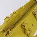 SAINT LAURENT Petit Kabas Hand Bag Leather 2way Yellow Gold Auth BA7092-6