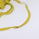 SAINT LAURENT Petit Kabas Hand Bag Leather 2way Yellow Gold Auth BA7092-8