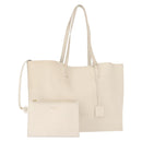 SAINT LAURENT Tote Bag Leather White Gold Auth BA7093-1